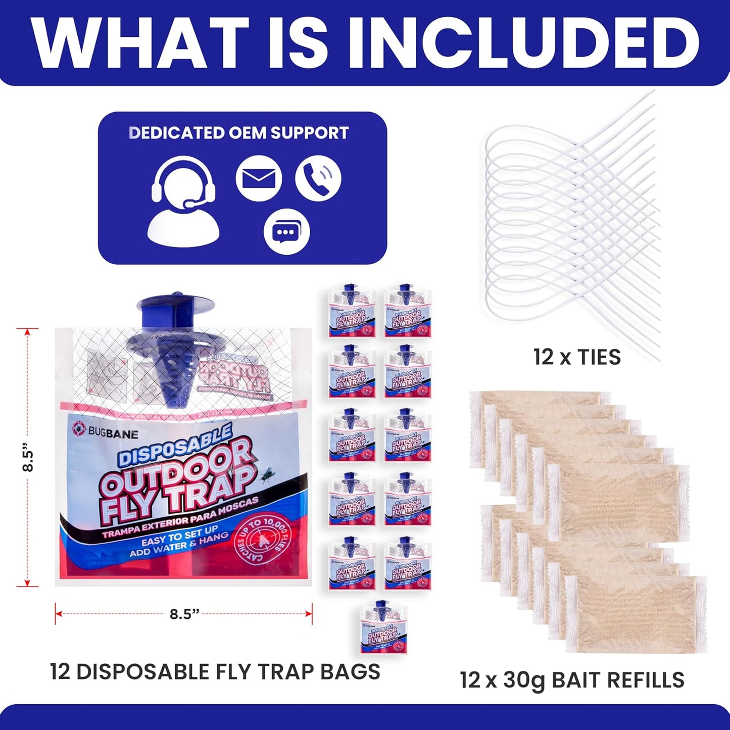Fly Traps Outdoor Fly Trap for Patio. 4 Non-Toxic Pre-Baited Flies Bags Outdoor Disposable. Hanging Bug Catchers for All Filth Flies Killer for Outside Bug Control in Yard Horse Ranch Trash Can.
