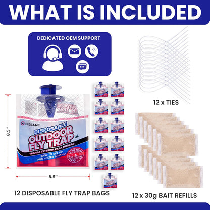 Fly Traps Outdoor Fly Trap for Patio. 4 Non-Toxic Pre-Baited Flies Bags Outdoor Disposable. Hanging Bug Catchers for All Filth Flies Killer for Outside Bug Control in Yard Horse Ranch Trash Can.
