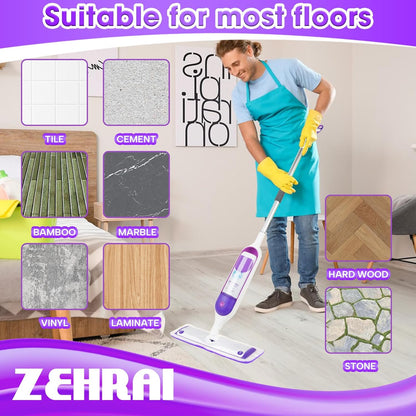 6 Pack Reusable Microfiber Mop Pads for Swiffer PowerMop, 13-16 Inch Spray Mop Replacement Refills, Machine Washable Wet Dry Pads for Hardwood Tile Multi-Surface Cleaning