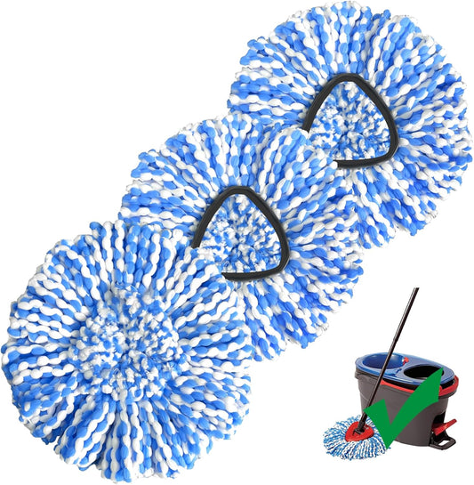 Mop Head Replacement, 3 Pack Spin Mop Refill Replace Head for Rinseclean 2-Tank System, Microfiber & Machine Washable