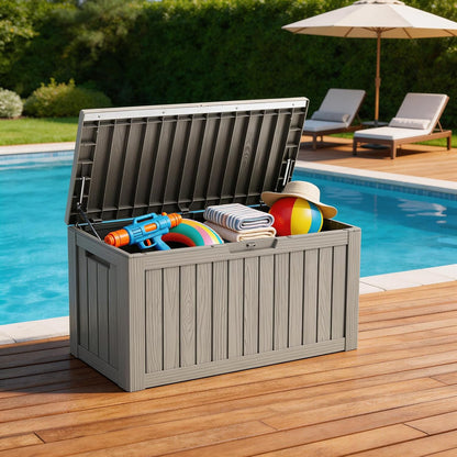 Outdoor Storage Box, 50 Gallon Waterproof Deck Storage Box, Lockable Patio Storage Bins for Package Delivery, Porch, Garden Tool, Cushions, Anti-Theft Weatherproof & UV-Resistant Parcel Drop Box