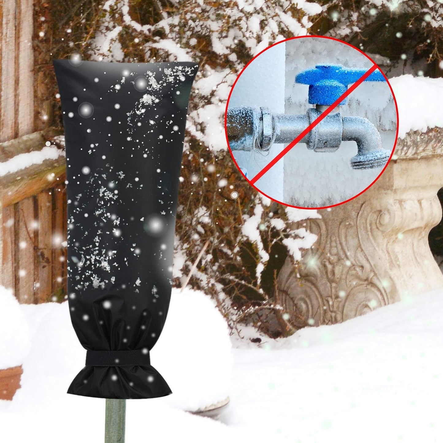 Frienda Outdoor Faucet Cover for Winter Freeze Protection 25'' x 10'' Winter Outside Large Backflow Preventer Insulation Spigot Hose Bib Cover for Garden Lawn Faucet Yard Hydrant(Green,2 Pieces)