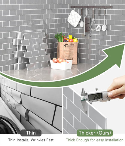 Yoillione Peel and Stick Backsplash for Kitchen: Self Adhesive Wall Tiles for Bathroom - Vinyl Thick Back Splash Tile (10, Light Coffee)