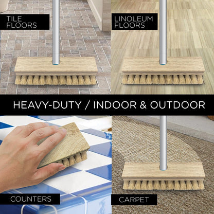 LOLA Deck Scrub Brush Outdoor Broom, Durable Bristles Remove Dirt, Grime, Grout, Leaves, Snow on Patios, Decks, Wet or Dry