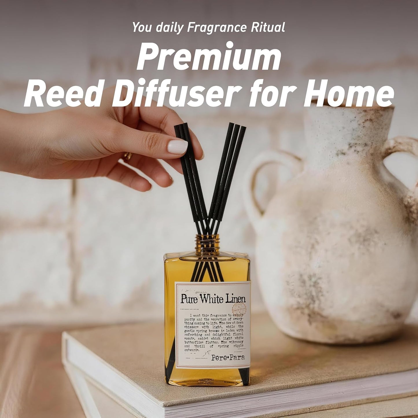 Luxury Hotel Scent Reed Diffuser Rifill 400ml (13.53oz) with 6 Reed Sticks | English Pear & Freesia Scent | Home, Bathroom & Office Decor | Long-Lasting Room Freshener | Premium Gift Set