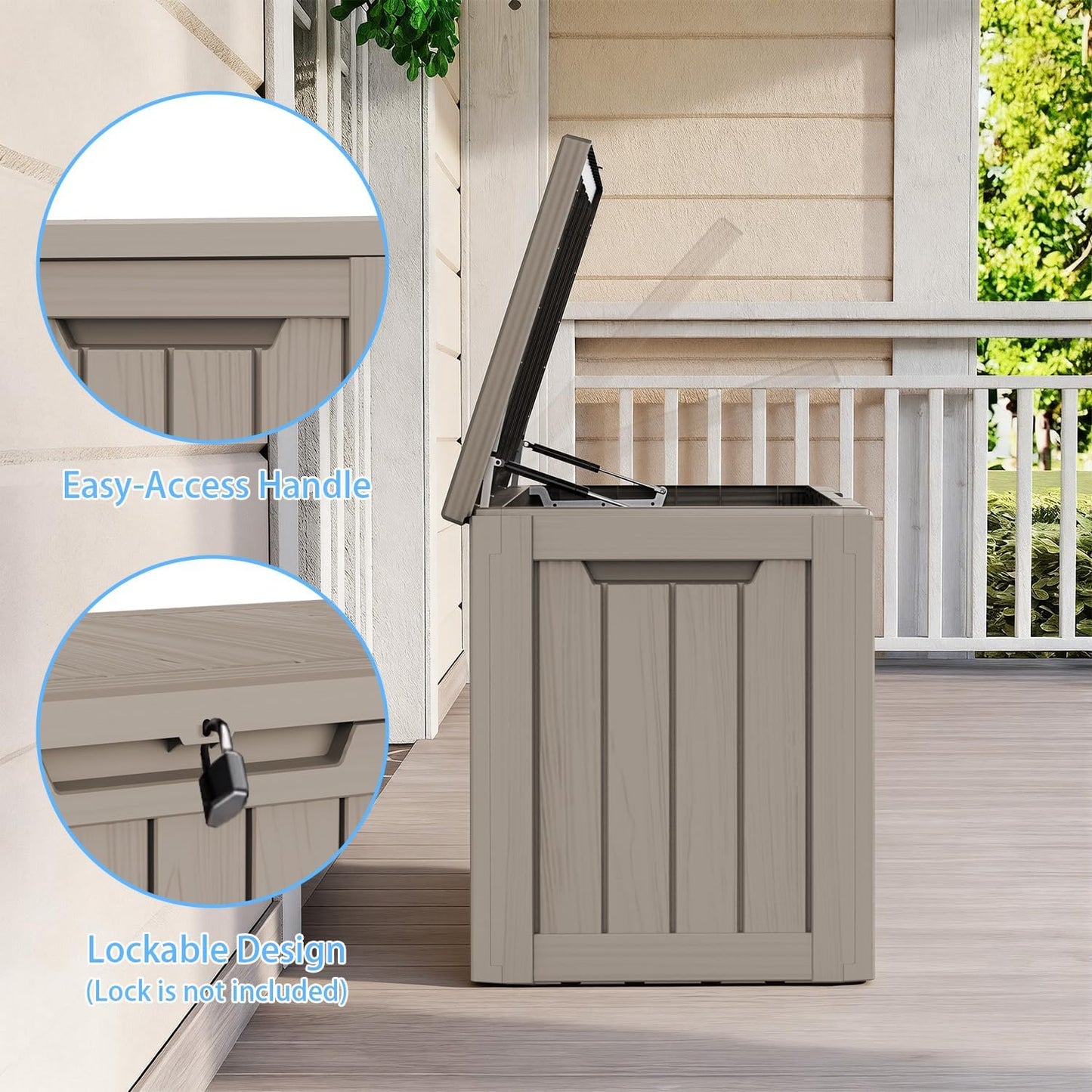 230 Gallon Large Outdoor Storage Box Waterproof, UV Resistant Resin Deck Box with Hydraulic Rod & Lockable Latch for Patio Furniture, Outside Storage Box for Garden Tools, Patio Cushions, Black