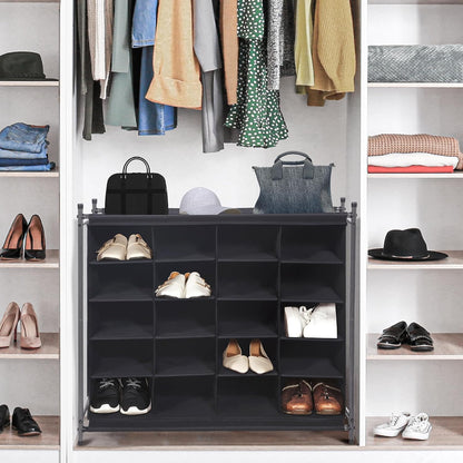 STORAGE MANIAC Stackable Shoe Cubby Organizer, Free Standing Shoe Cube Rack for Entryway, Bedroom, Apartment, Closet, 20-Cube Gray