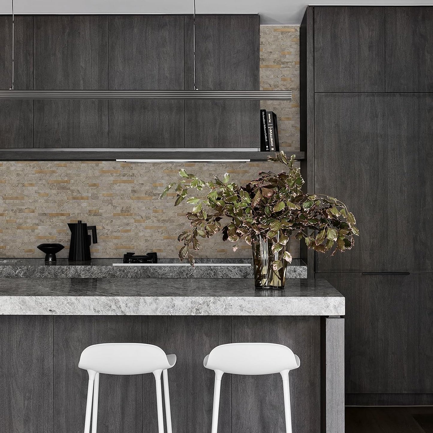 STICKGOO Peel and Stick Backsplash Tile, Stick on Backsplash for Kitchen and Bathroom, Volakas White Look PVC Mixed Metal Silver Self Adhesive Wall Tiles(Sample)
