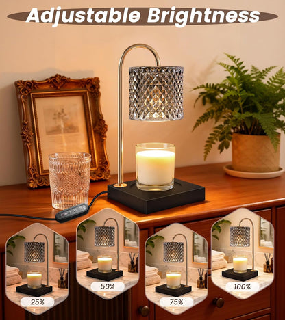 TigQiang Candle Warmer Lamp with Timer Dimmer, Birthday Gifts for Women Mom, House Warming Gifts, Elegant New Home Decor, Wax Warmer for Jar Candles, Heater Lamp for Scented Wax, Clear Glass
