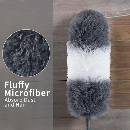 BOOMJOY Microfiber Feather Duster with Extendable Pole and Bendable Head, 100" Telescoping Duster for Cleaning Ceiling, Fan, Furniture
