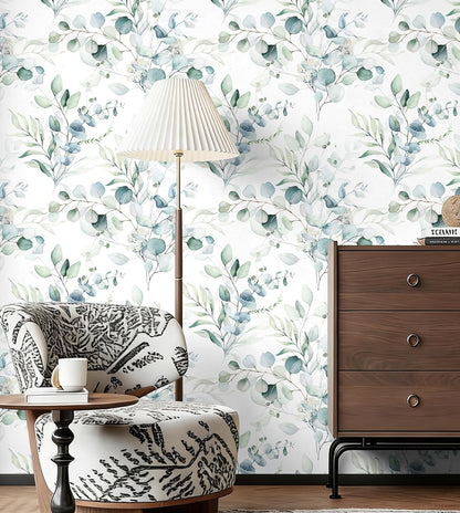 Floralplus Peel and Stick Wallpaper Boho Leaf Removable Wallpaper for Bathroom Renter Leaf Contact Paper for Locker Shelf Liner Vinyl Adhesive Wallpapers Wall Mural Decor 17.5 in x 118 in