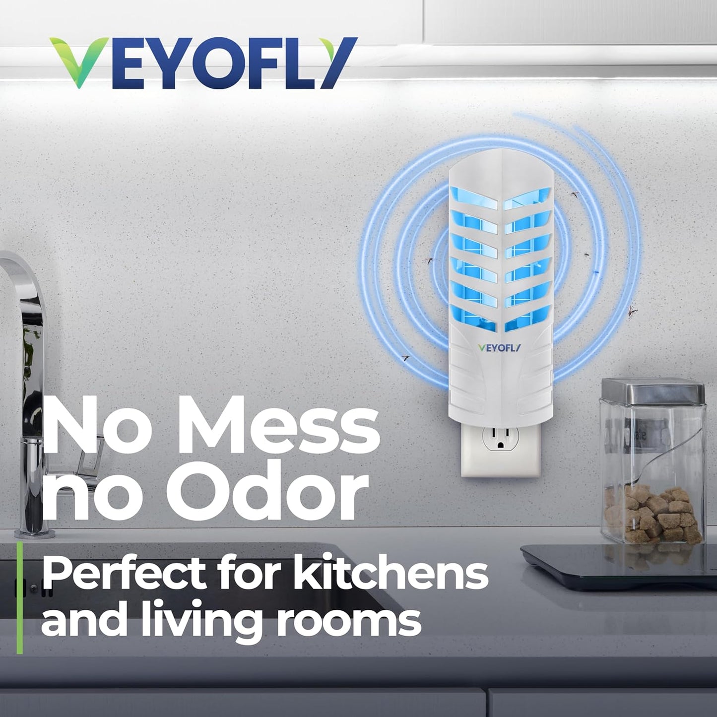VEYOFLY Fruit Fly Traps for Indoors (2 Device + 6 Refills), Gnat Trap Indoor Plug in, Bug Traps, Flying Insect Trap, Gnat Traps for House Indoor, Fly Trap Indoor for Home Bug Light, Gnats Catcher