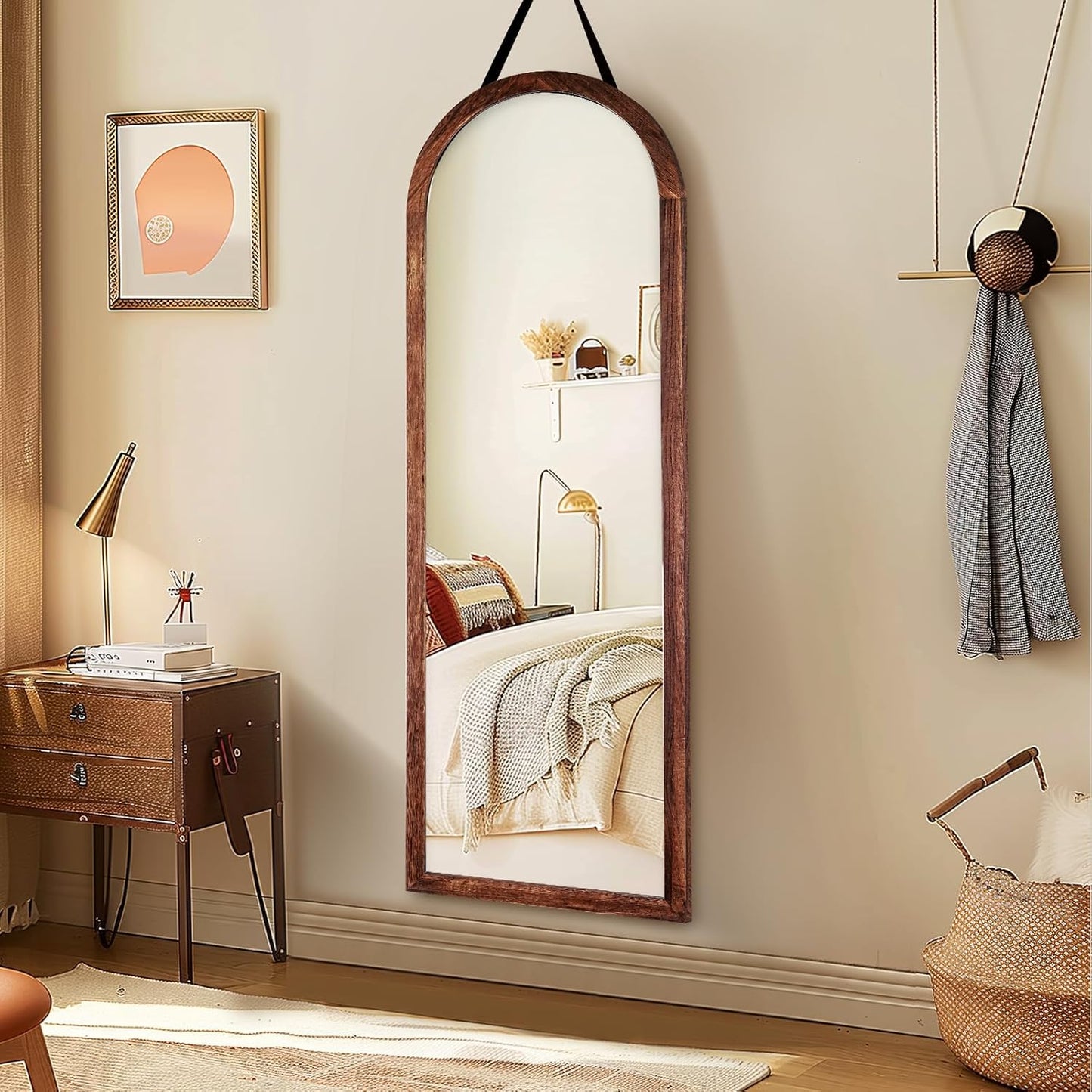 Full Length Mirror 65"x22" with Stand Solid Wood Frame Floor Large Mirror for Living Room, Bedroom Hanging Standing or Leaning Wall-Mounted, New Black