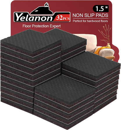 Yelanon Non Slip Furniture Pads -56 pcs（1+2）” Furniture Grippers, Non Skid Furniture Legs,Self Adhesive Rubber Furniture Feet, Anti Slide Furniture Hardwood Floor Protector for Keep Couch Stoppers