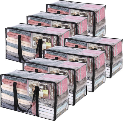 Vieshful 3 Pack Clear Clothes Storage Bag, 40L Plastic Blanket Storage Bag with Zipper, Foldable Closet Organizer, Moving bags for Comforter, Blanket, Bedding, Duvet, Toys