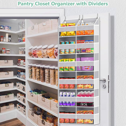 Heavy Duty Over The Door Organizer 5 Tiers, Extra Large Behind Door Storage of 10 Big Front & 10 Mesh Pockets, 80lb Weight Capacity, Hanging Doors Storage Organizer for Closet Bedroom Nursery, Grey