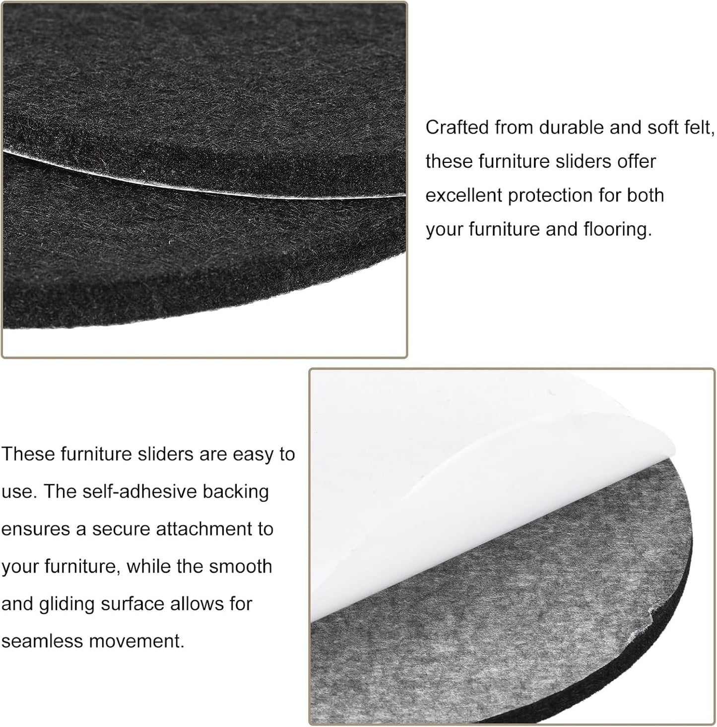 uxcell Furniture Pads, 36Pcs 0.5" - Round Self Adhesive Felt Furniture Pads, Floor Protectors for Furniture Feet Chairs Legs Hardwood Floors (Black)