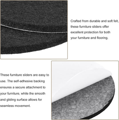 uxcell Furniture Pads, 36Pcs 0.5" - Round Self Adhesive Felt Furniture Pads, Floor Protectors for Furniture Feet Chairs Legs Hardwood Floors (Black)