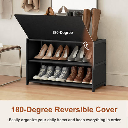 Shoe Rack, 5 Tier Shoe Storage Cabinet with Door 20 Pair Plastic Shoe Shelves Organizer for Closet, Entryway, Hallway, Bedroom, Black