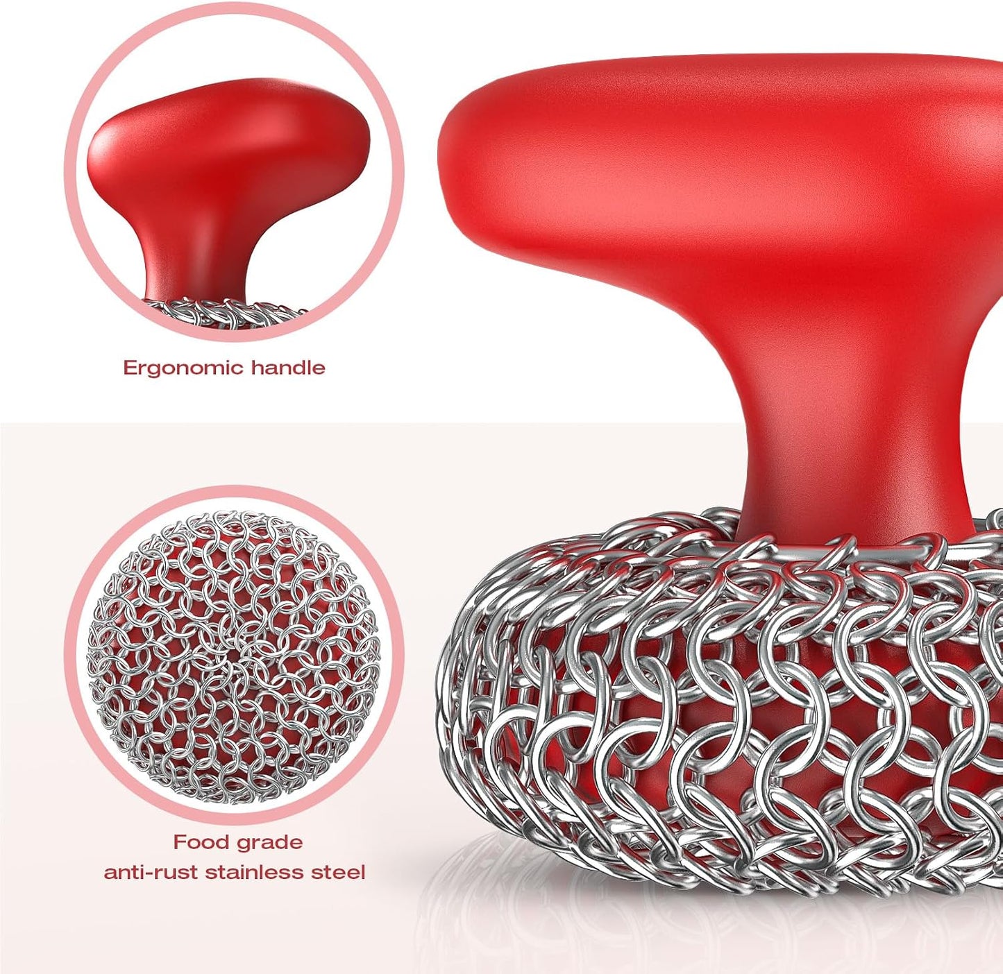 Cast Iron Scrubber | Dish Scrub Brush | 316 Cleaner Chainmail Scrubber for Cast Iron Pan Skillet Cleaner - Dish Scouring Pad Dishwasher Safe Cleaning Kit, Black 02