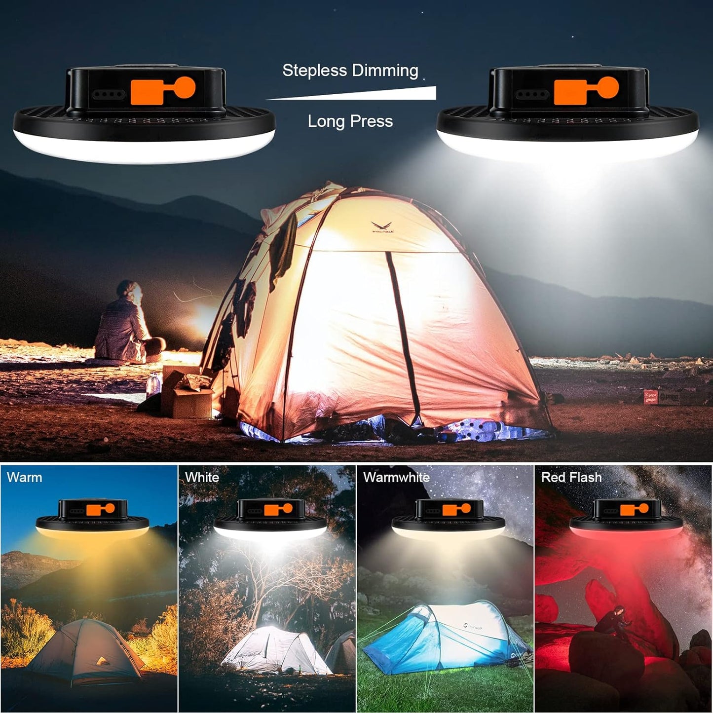 4000LM Flashlight Portable LED Camping Lantern Light 30W with Digital Display and Magnet , IPX5 Waterproof Tent Lights Light for Parents Christmas Gift