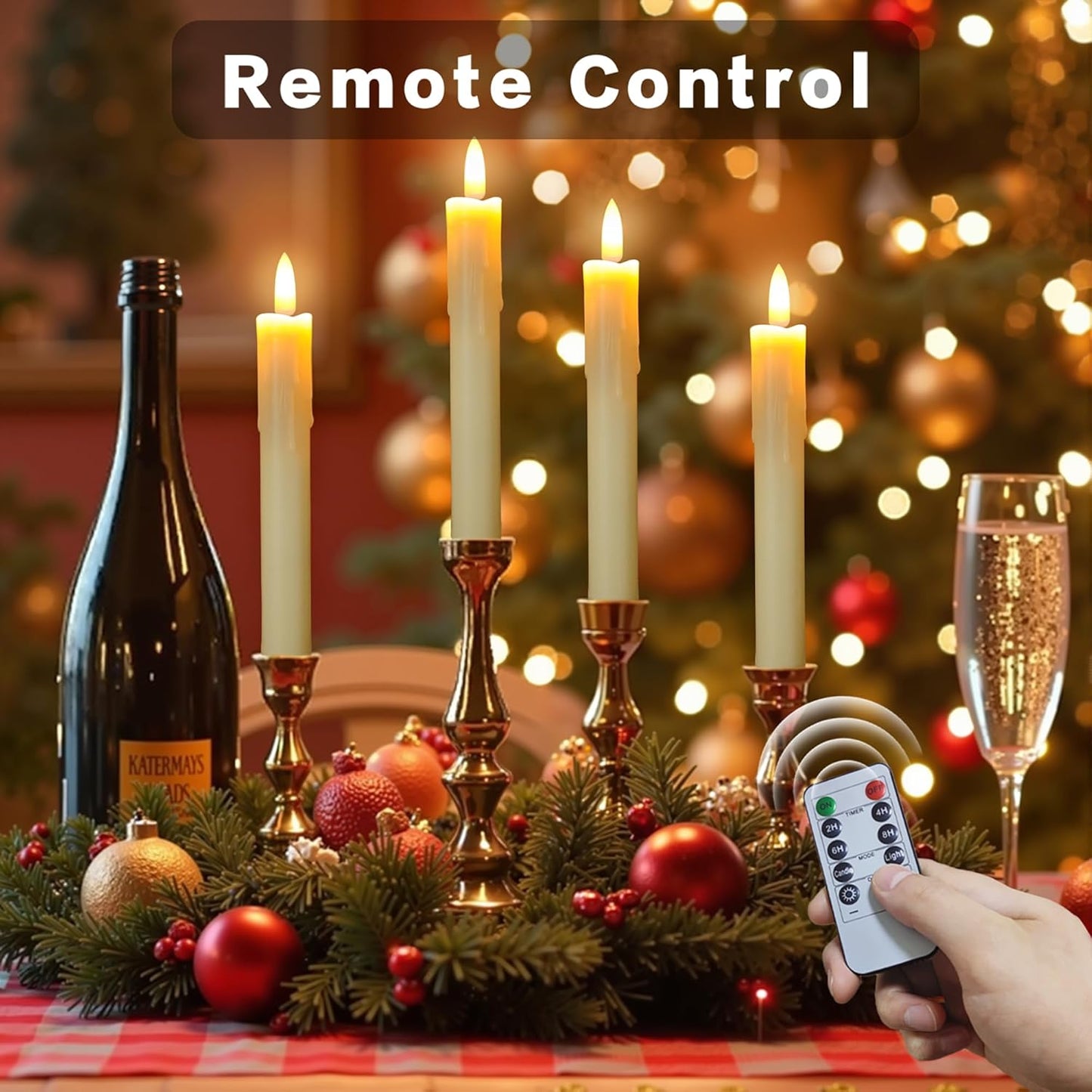 Flameless Taper Candles with Remote, 6.7 Inch Short Taper Candles Battery Operated with Flickering 3D Flame, Led Candle Sticks Safe for Windowsill Wedding Home Christmas Decor, Ivory, Set of 6