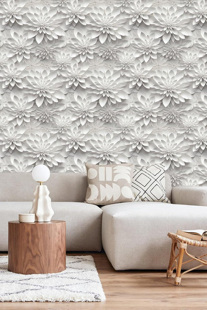 Floral Peel and Stick Wallpaper 3D Effect Interior Wall Décor Contact Paper Self Adhesive Removable Renter Friendly for Bedroom Living Cabinet Room 17.7in x 9.8ft (Not Textured Wallpaper