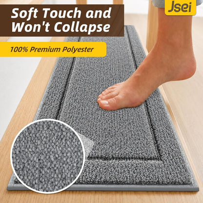 JSEI Stair Treads for Wooden Steps Indoor, 15-Pack Non Slip Stair Treads 30" x 8", Washable Polyester Stair Mats with TPE Backing, Low Profile Stair Rugs for Kids, Seniors and Dogs, Brown