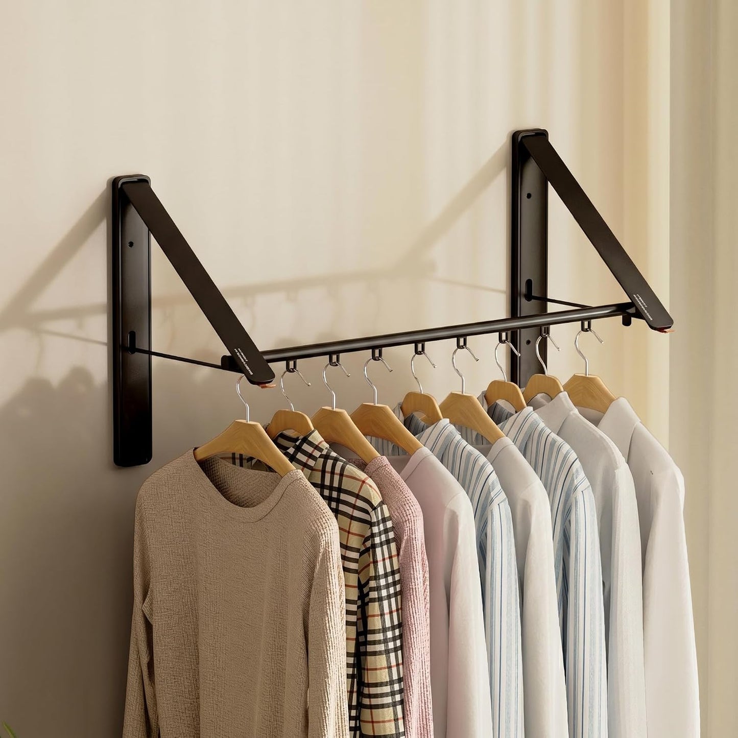 Clothes Drying Rack, Laundry Room Wall Mounted Retractable Clothes Hanger Drying Rack, Laundry Clothing Drying Rack Folding Indoor or Outdoor, Easy Installation Aluminium Dryer, 1pcs(White)