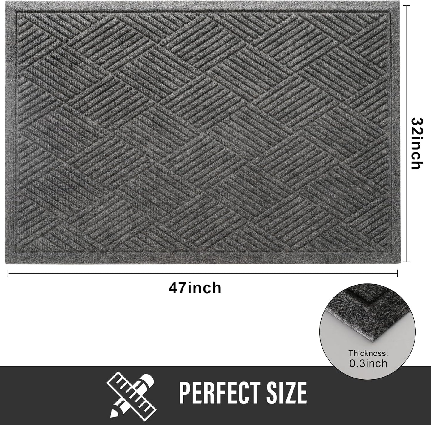 HIYARD Sturdy Front Door Mat, Absorbent Muddy Dirt Resist Welcome Door Mats Outdoor Indoor, Stain and Fade Resistant, Non-Slip Rubber Backing Low Profile Doormat for Entryway, 30×17, Beige