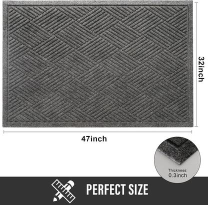 HIYARD Sturdy Front Door Mat, Absorbent Muddy Dirt Resist Welcome Door Mats Outdoor Indoor, Stain and Fade Resistant, Non-Slip Rubber Backing Low Profile Doormat for Entryway, 30×17, Beige