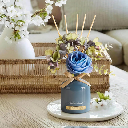 COCORRÍNA Reed Diffuser Set, 6.7oz Flower Reed Diffuser with Sticks,Black Forest Essential Oil, Long Lasting Home Fragrance for Bathroom, Bedroom & Shelf Decor, Aesthetic Gift for Women