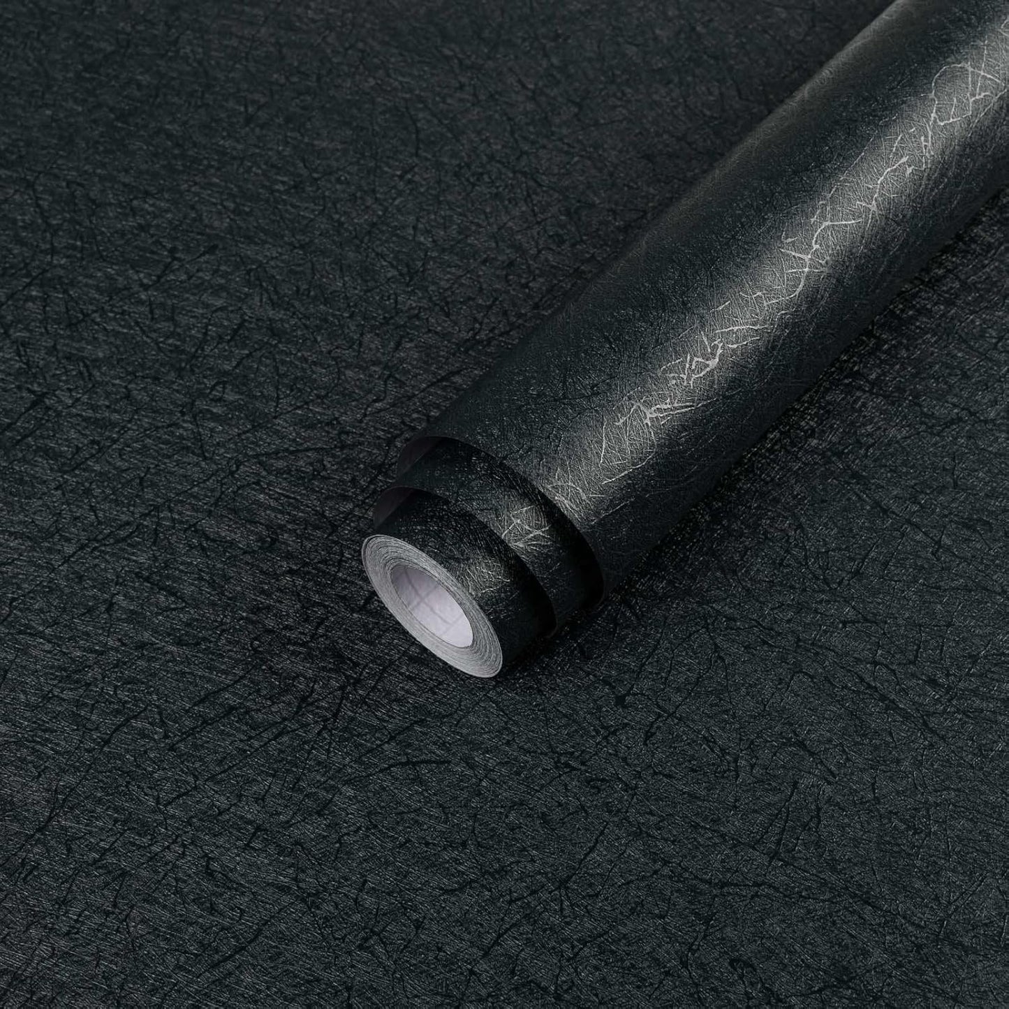 15.7" X 118" Black Silk Wallpaper Embossed Self Adhesive Peel and Stick Wallpaper Contact Paper Removable Waterproof Kitchen Vinyl Wrap Cabinet Furniture Textured Renter Friendly Wall Gift Paper