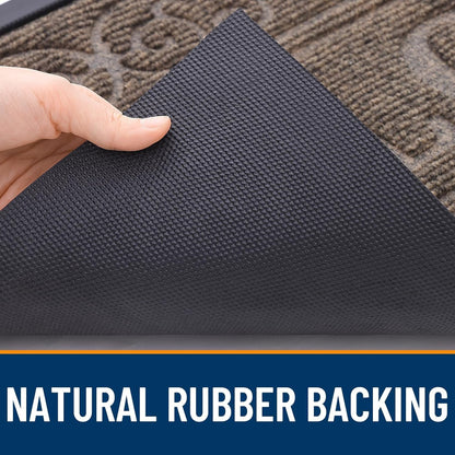 OLANLY Front Door Mat Outside Entrance 29.5x17, Absorbent, Heavy Duty Sturdy Natural Rubber Doormat Indoor Outdoor, Stain and Fade Resistant, Non-Slip Backing Low Profile Floor Mat for Entryway, Grey
