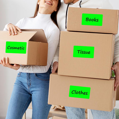 PARLAIM 3 x 5 inch Rectangle Sticker Labels, 250PCS Adhesive Color Coding Stickers for Moving Box Inventory Label, Fluorescent Green
