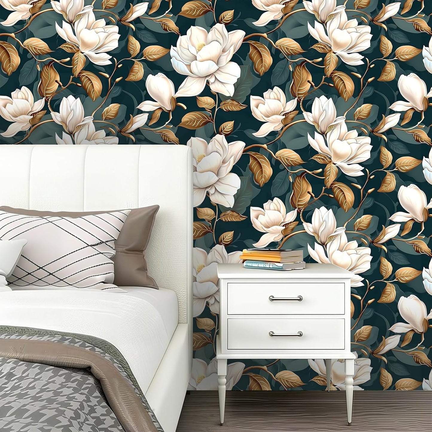 Peel and Stick Wallpaper, Soft Wildflower Botanical Contact Paper, PVC Vinyl Removable Wall Covering, Waterproof Easy-Clean, No Residue Renter Friendly, Neutral Decor, 39.4x17.3 in (Flowers2)