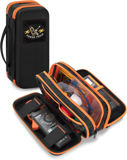 Hard Tool Carrying Bag, Zippered Multimeter Case with Handle | Compatible with Klein Tools 80101/Et310 Ac Circuit Breaker Finder, 3-Layer Design with Elastic Strap, Protective Shell