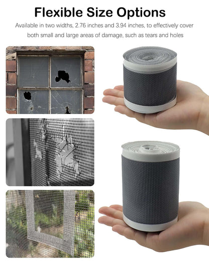 Window Screen Repair Patch, Traceless Strong Adhesive,Nano Fiber Mesh Patch Roll for Screen Door tears Holes and Insect Proof Net Hole (2.76 in x 32.81 ft) (Grey-7cm)