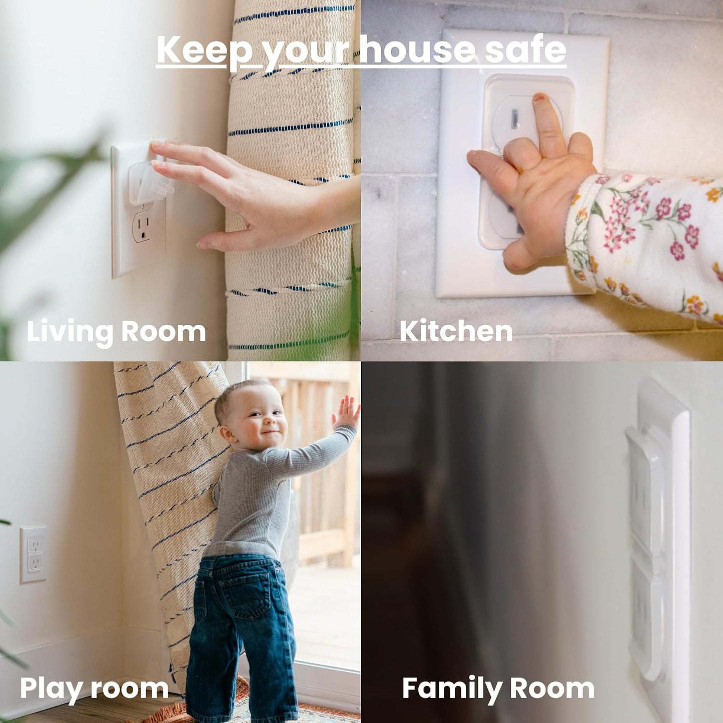 White Double Outlet Covers Baby Proofing (10 Pack, 20 Sockets) | Baby Proof Plug Covers for Electrical Outlets | Safe & Secure Baby Safety Products | Childproof Socket Covers Protect Toddlers & Babies