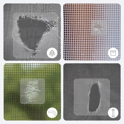 10 Pcs Self-Adhesive Window Screen Repair Kit - Fiberglass Mesh, 3 Sizes for Quick Fix