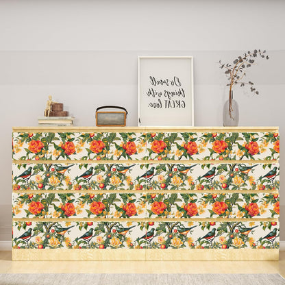 Danodoi Yellow Floral Wallpaper Peel and Stick Vinyl Wallpaper Stick and Peel Colorful Contact Paper for Cabinets Waterproof Self Adhesive Wall Paper for Kitchen Countertop Wall 17.5" x 118"