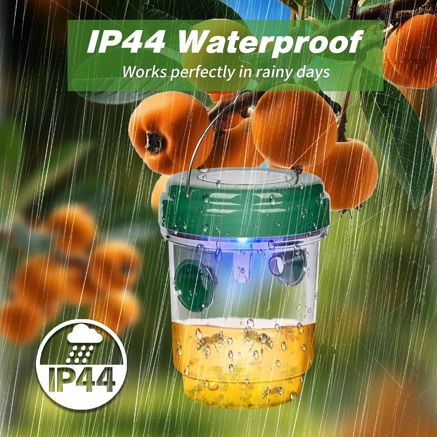 Wasp Traps Outdoor Hanging, Solar Bee Trap 4 Packs, 2026 Upgrade Wasp Deterrent Killer, Carpenter bee Catcher for Outside, Flying Insect Traps Reusable Yellow Jacket Hornet Catchers with LED Light