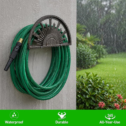 GOFORWILD Garden Hose Holder Holds 125-Feet of 5/8-Inch Hose Guage Steel | Decorative Hose Hanger Wall Mounted for Outside Yard Lawn Farm Heavy Duty Gift