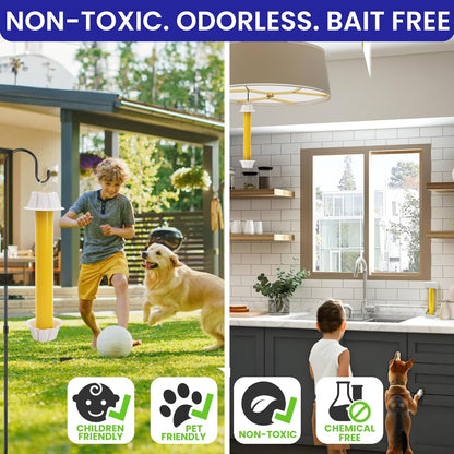 Fly Stick Sticky Fly Traps for Indoors Outdoor 4pk. Non-Toxic Super Sticky Hanging Flies Catcher Paper Tape Strips for Home. Catches All Bugs and gnats. Indoor Outdoor House Flying Insect Trap.