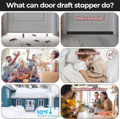 Door Draft Stopper, Ohuhu 39"L x 2"W Silicone Weather Stripping Under Door Seal for Exterior Interior Doors, 1" Widened Strong Adhesive, Soundproof Door Sweep Strip to Block Cold, Noise, Light Pests