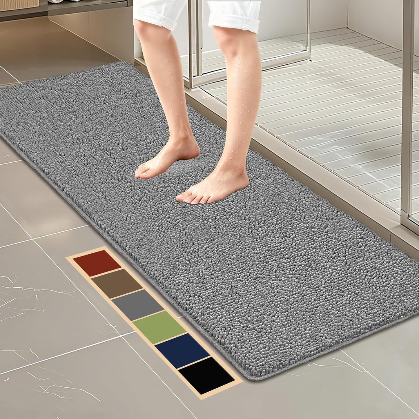 Bcoimo Bathroom Rugs 24x17, Bath Mats for Bathroom Non Slip with Rubber Backing,High Absorbent Microfiber Bath Rugs Quick Drying, Machine Washable, Durable Decor