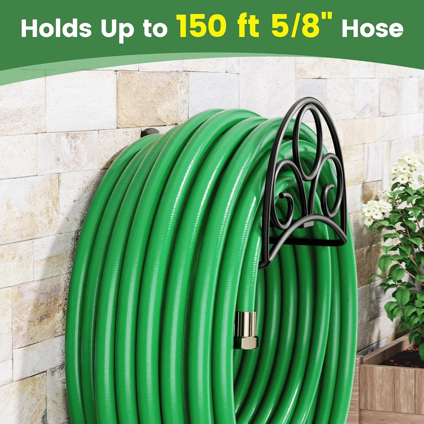 Metal Garden Hose Holder - Wall Mounted Water Hose Holder - Hose Hanger Heavy Duty for Water Hose Extension Cords Vacuum Hose bronze