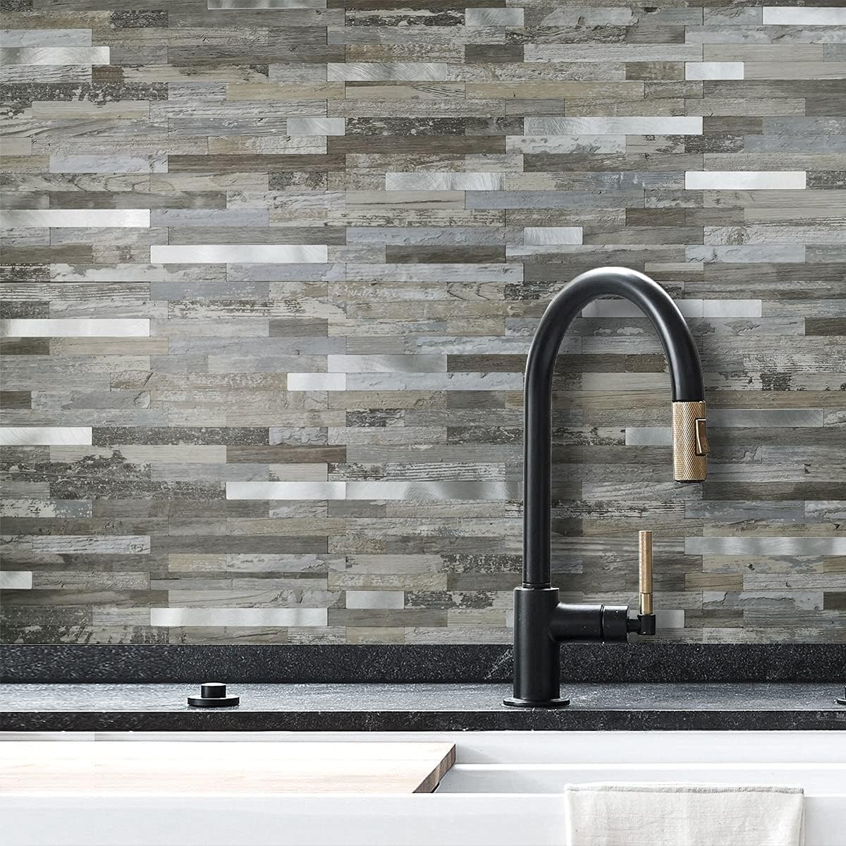 DICOFUN 10-Sheet Peel and Stick Backsplash Wall Tile, PVC Kitchen Backsplash Peel and Stick in Sandstone, 9.4 sq.ft