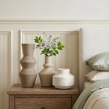 DREAMLOOM Ceramic Vase Set of 3, Modern Rustic Flower Vases for Pampas Grass, Dried & Fresh Flowers, Farmhouse Home Decor Vase for Living Room Bedroom Kitchen Shelf Centerpiece, Classic
