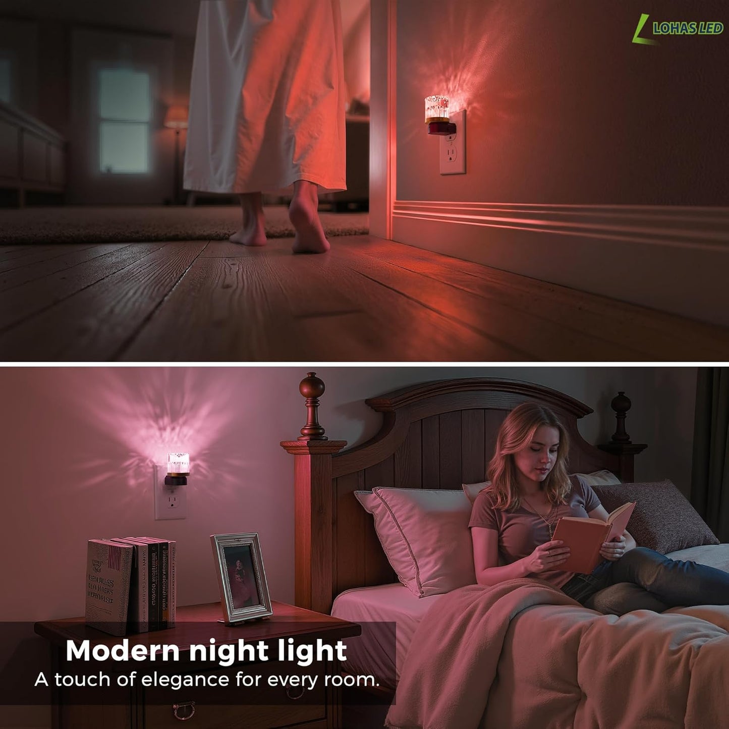 L LOHAS LED Night Light, Bubble Night Lights Plug into Wall,2 Pack 3000K/4000k/5000K Adjustable Color Temperature Night Light,Dimmable Nightlights with Dusk to Dawn Sensor for Rooms Bathroom Hallway